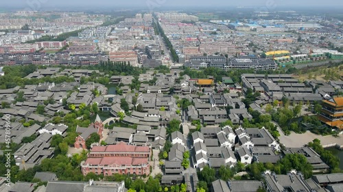 Aerial photography of the ancient city of Taierzhuang, Zaozhuang, China photo