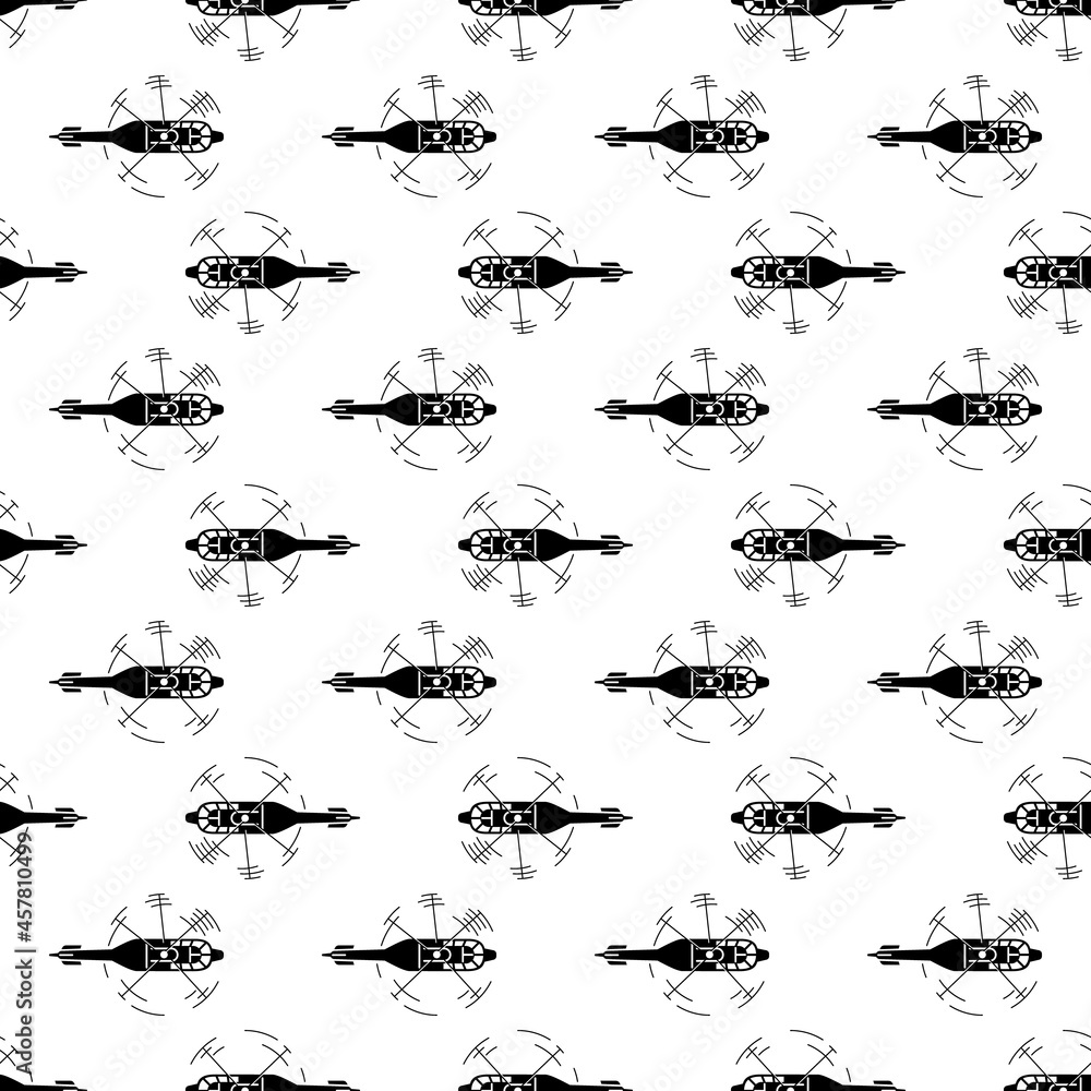 Top view helicopter pattern seamless background texture repeat wallpaper geometric vector