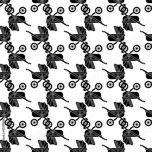 Infant baby pram pattern seamless background texture repeat wallpaper geometric vector