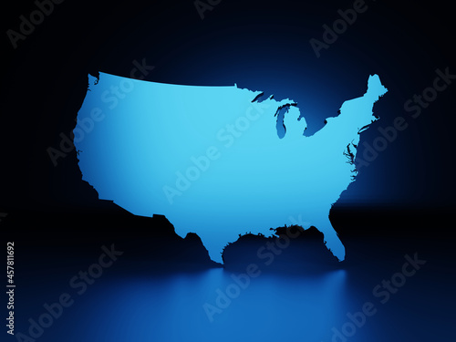 USA map dark blue shiny