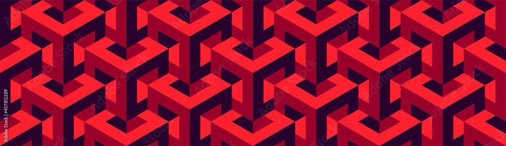 Seamless vector 3D pattern with optical illusions. Cubes. Op Art ...