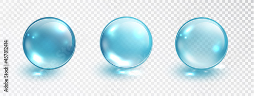 Fényképezés Blue bubble set isolated on transparent background
