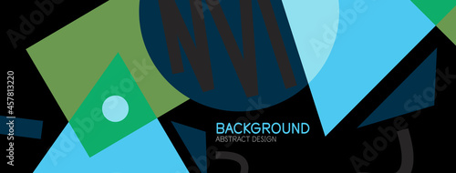 Abstract background. Blocks, lines, triangles, circles composition. Techno or business concept for wallpaper, banner, background, landing page