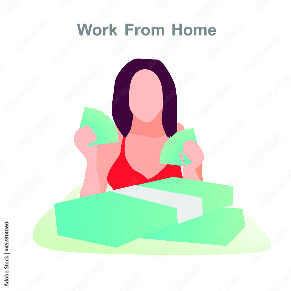 Freelancer Work From Home Vector Illustration | Make money online, Prevent Infection Spreading Coronavirus Freelancer Work From Home Vector Illustration | Make money online, Prevent Infection Spreading Coronavirus
