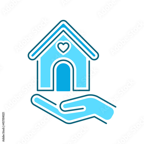 Help homeless color line icon. Charity concept for poor street people.
