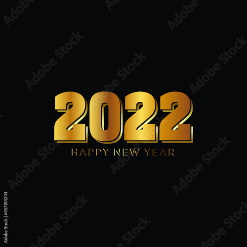 2022, Happy New 2022 Year. Holiday vector illustration of Golden numbers 2022