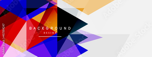Color triangles composition, geometric abstract background. Techno or business concept, pattern for wallpaper, banner, background, landing page