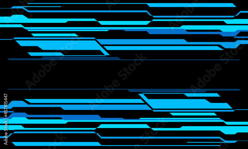 Abstract blue neon cyber geometric technology on black design modern futuristic background vector