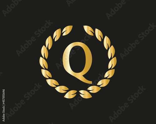 Initial letter Q logo with Luxurious Concept. Q Luxury Logo template in vector for Restaurant, Royalty, Boutique, Cafe, Hotel, Heraldic, Jewelry and Fashion Identity