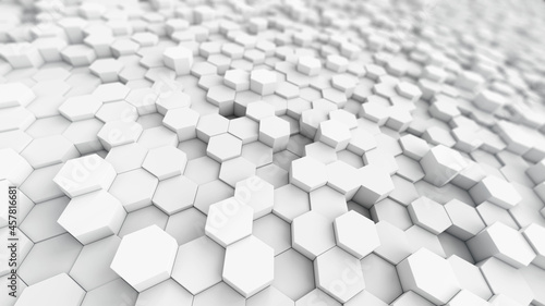 White Hexagon background. 3d rendering.