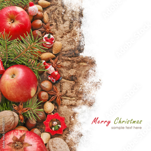 Christmas decoration with fruit and nuts