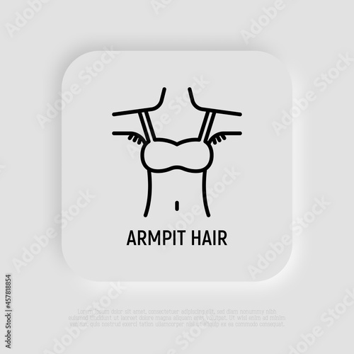 Armpit hair thin line icon. Body positive. Modern vector illustration.