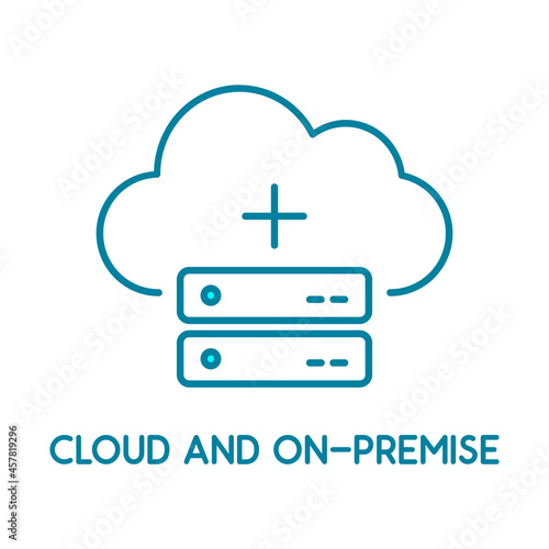 Wallpaper Mural Cloud and on-premise service line icon. Local network and cloud based solutions. In house infrastructure vs global network. Virtual and physical data storage. Vector illustration, flat, clip art. Torontodigital.ca