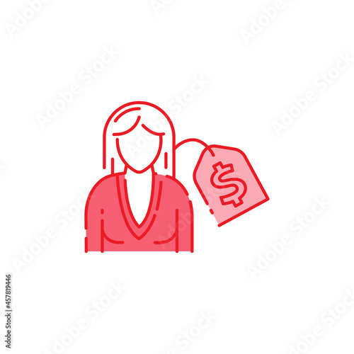 Prostitution color line icon. Sexual services for money. Sex trade, slavery concept.