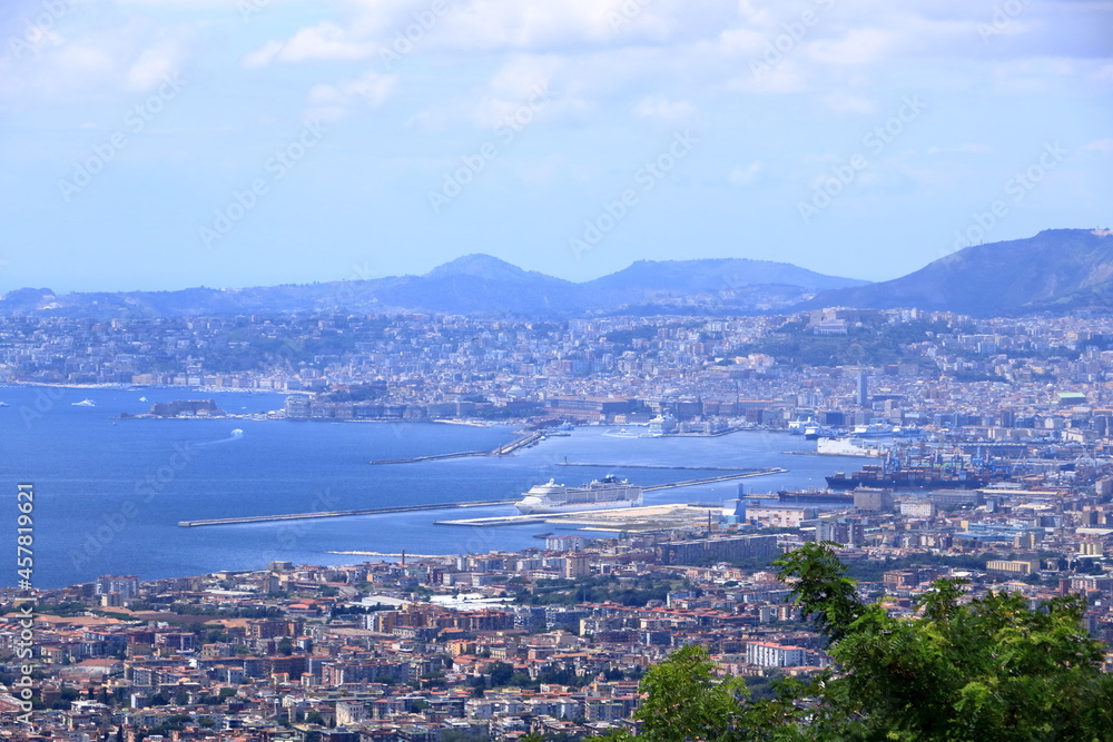 Fototapeta premium Visiting Naples, view over the gulf and city from far away