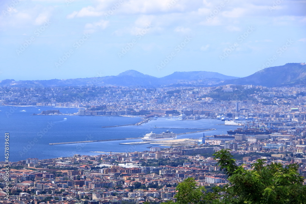 Visiting Naples, view over the gulf and city from far away