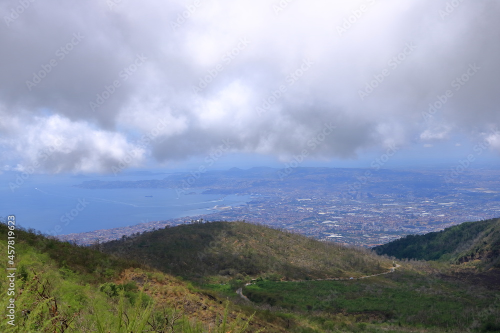 Visiting Naples, view over the gulf and city from far away