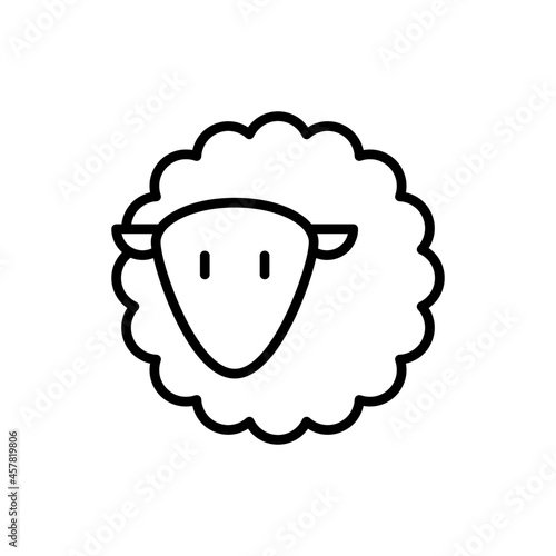 Cartoon sheep thin line icon, mutton. Modern vector illustration.
