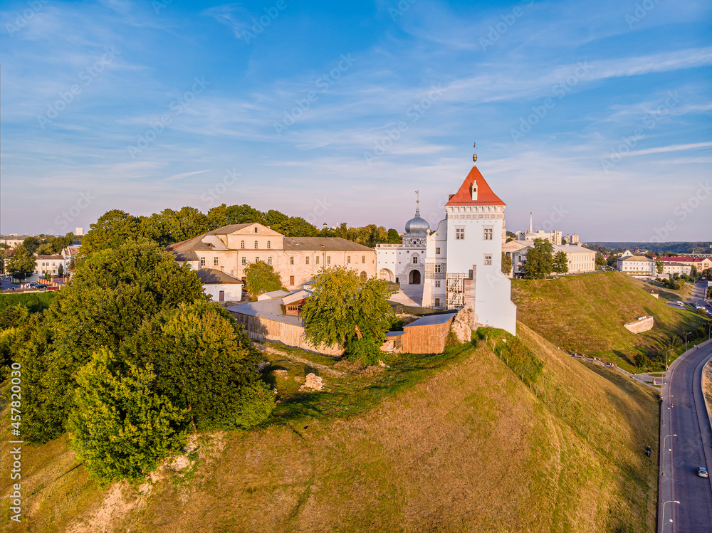 View of the old castle in Grodno in the sunset light
