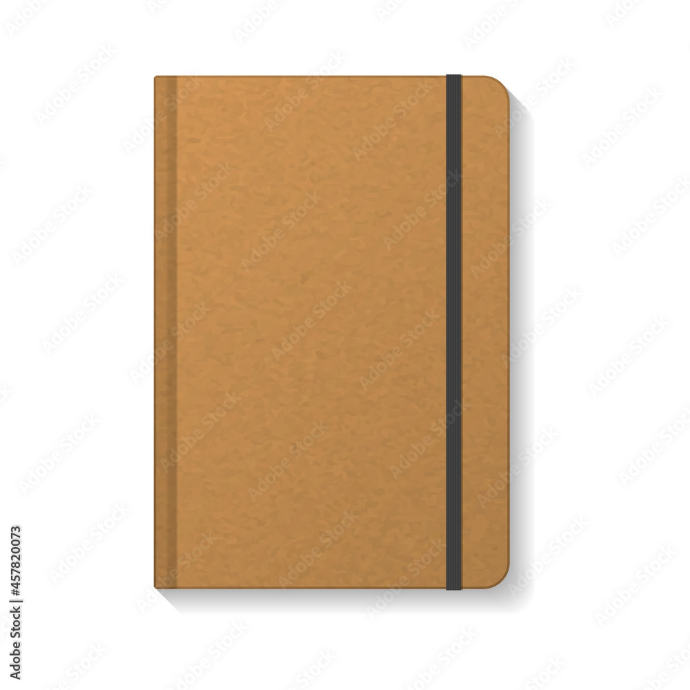 Blank brown kraft paper notebook with black elastic mockup template. Blank brown kraft paper notebook with black elastic mockup template.