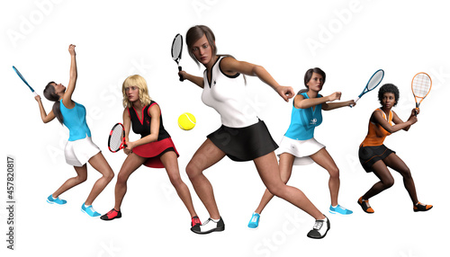 Tenniwoman in different positions 