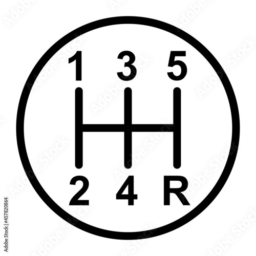 handle of the gear shift lever the car speed five speeds
