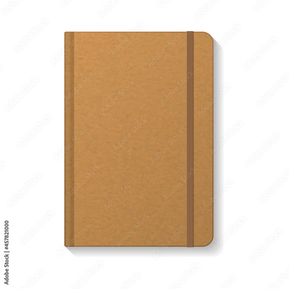 Blank brown kraft paper notebook with brown elastic mockup template. Blank brown kraft paper notebook with brown elastic mockup template.