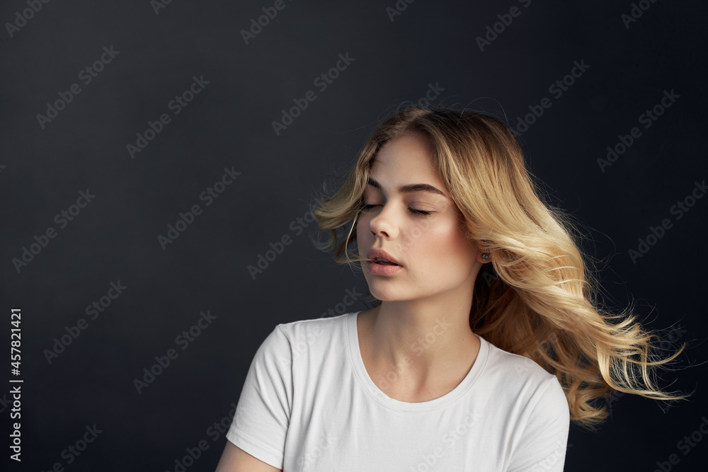 woman attractive look makeup posing cropped view woman attractive look makeup posing cropped view