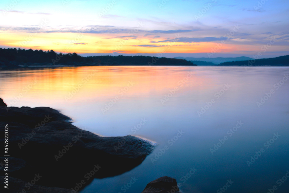 Fototapeta premium sunset over the lake