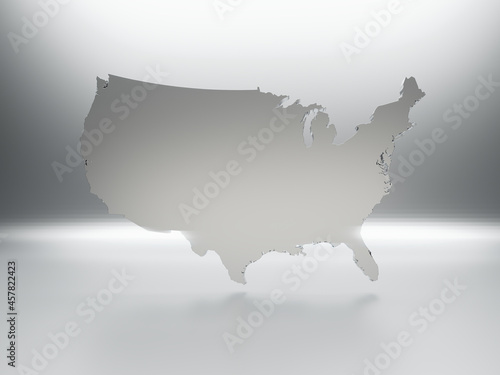 USA map grey shiny metal