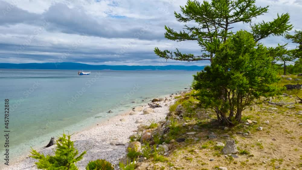 Boat trip along the picturesque coast of Lake Baikal. Boat trip along the picturesque coast of Lake Baikal.