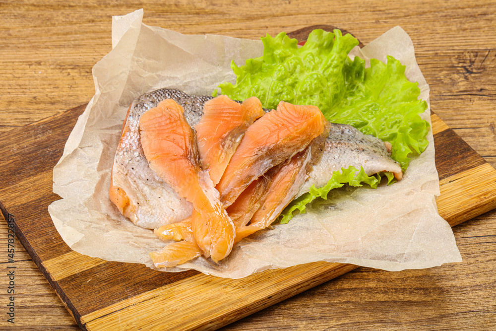 Sliced natural wild trout fillet Sliced natural wild trout fillet