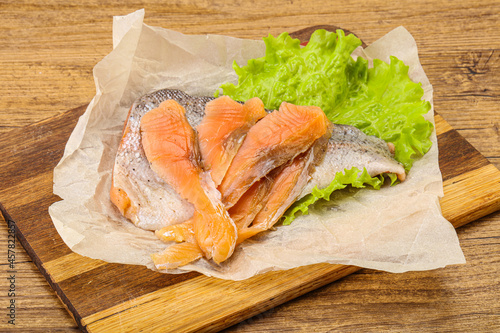 Sliced natural wild trout fillet