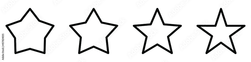 Star icon. Set of linear stars of different shape. Black stars in flat design. Vector illustration. Star icon. Set of linear stars of different shape. Black stars in flat design. Vector illustration.