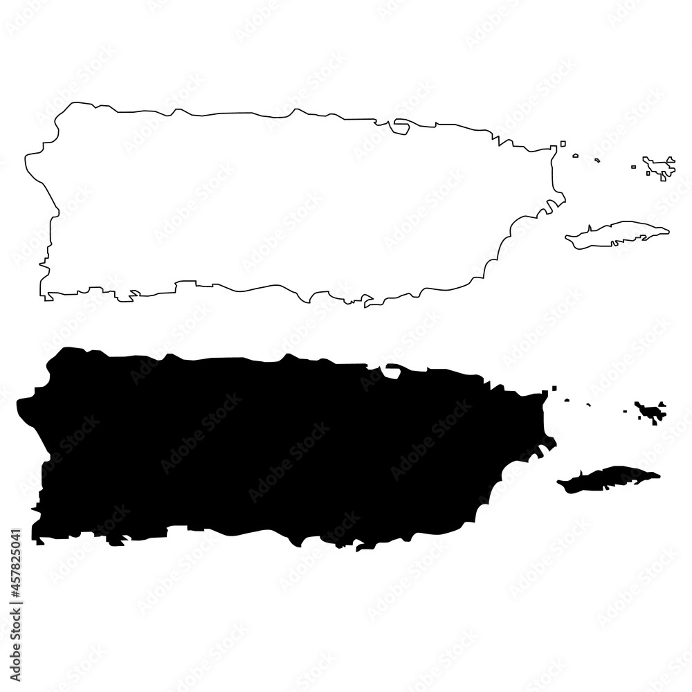 Puerto Rico map on white background. Puerto Rico state sign. Puerto Rico state of USA black outline map symbol. flat style.
