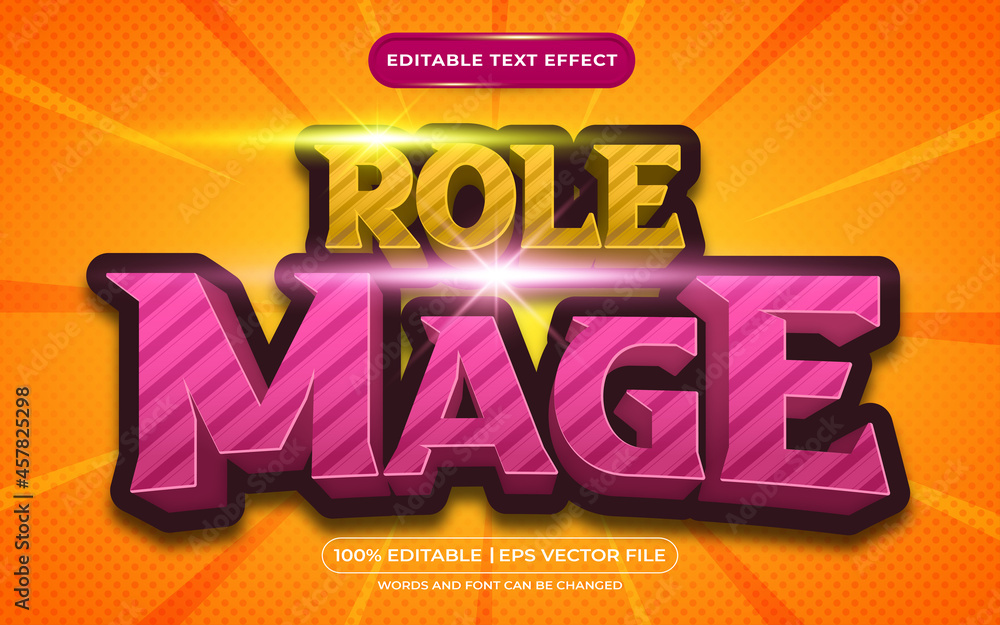 Role mage 3d editable text effect game style
