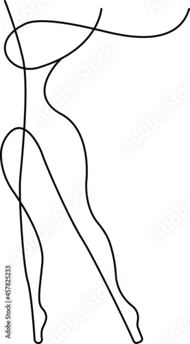 Abstract Woman Body Continuous One Line Illustration. Beauty Fashion Female Figure