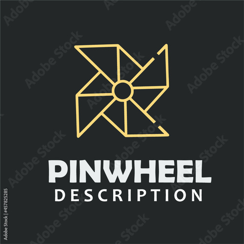 The pinwheel logo flat design vector illustration isolated in gray background
