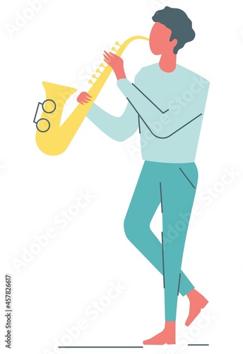 Dancing man playing saxophone