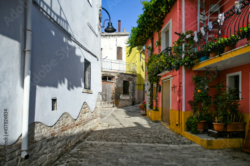 Fototapeta Naklejka Na Ścianę i Meble -  A narrow street in Lacedonia, an old town in the province of Avellino, Italy.