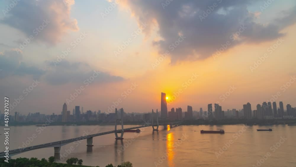 China Hubei Wuhan Summer City Skyline Timelapse Photography China Hubei Wuhan Summer City Skyline Timelapse Photography