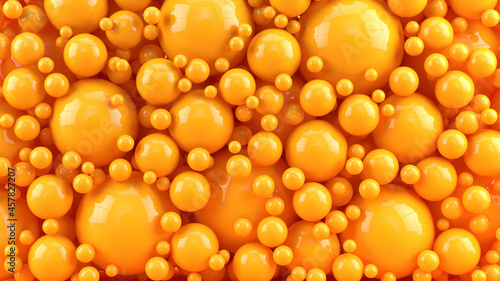 Abstract background with orange spheres balls in different sizes - 3d rendering