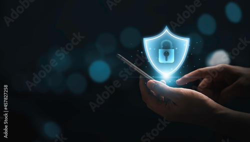 Εκτύπωση καμβά Businessman using smartphone to input passcode or password for access to mobile phone , Security technology concept