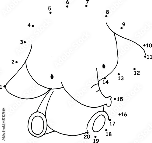 vector education game join to the dots 1 to 10 kids activity drawing elephant