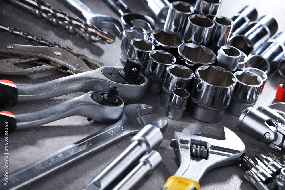 Fototapeta premium Composition with a variety of metal tools