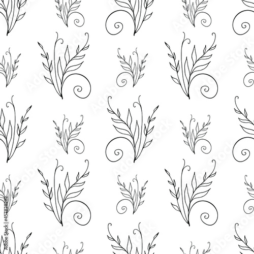 Vector seamless pattern, abstract floral ornament