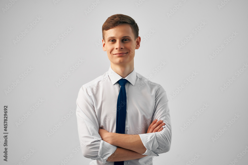 business man in shirt with tie posing fashion self confidence business man in shirt with tie posing fashion self confidence