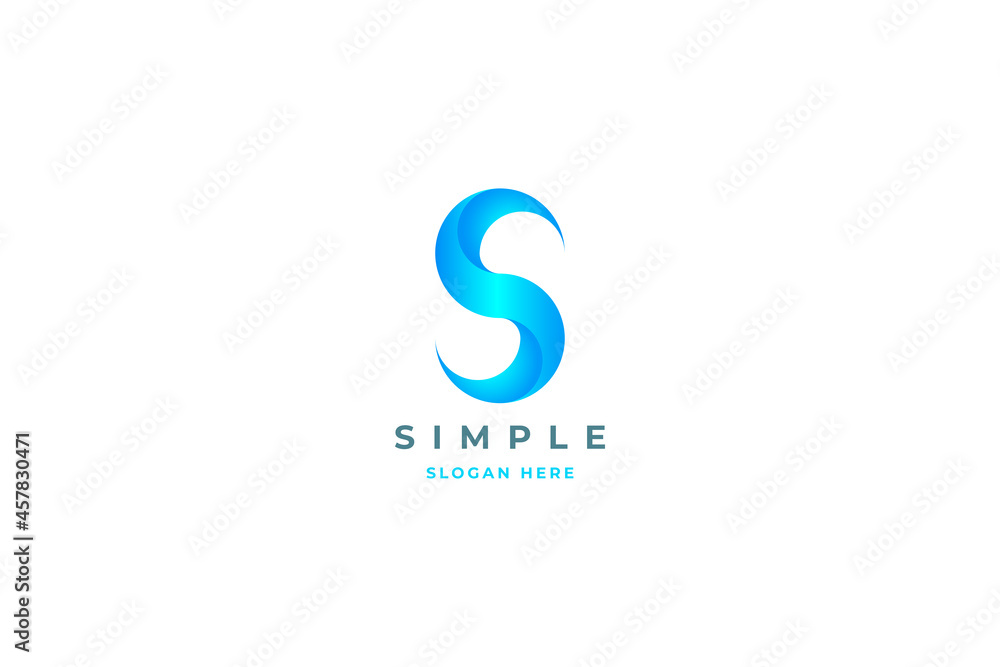Letter S Blue colour 3d technological aesthetic business logo