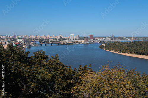 View on dnipro river and a yacht