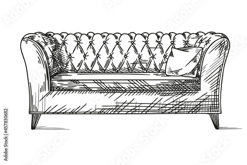 Sketch sofa isolated on white background. Vector